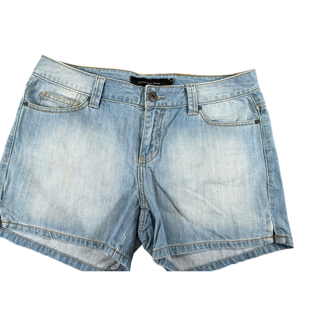 Calvin Klein Jeans Women's Light Wash Denim Shorts Size 10 Flap Back Pockets